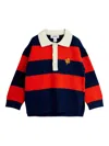 Mini Rodini Striped Cotton And Wool Polo Sweater In Multi