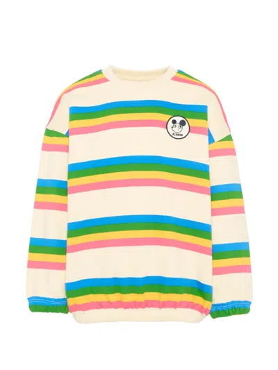 Mini Rodini Kids' Striped Graphic Patch Sweatshirt In Multi