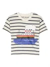 Mini Rodini Striped Graphic-print T-shirt In Blue
