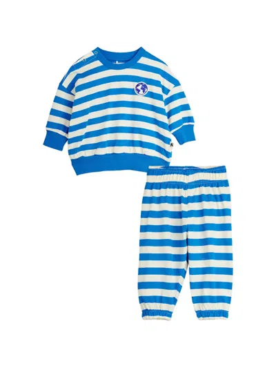 Mini Rodini Babies' Striped-pattern Tracksuit Set In Blue