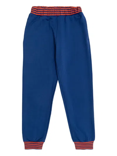 Mini Rodini Kids' Striped-rib Track Pants In Blue