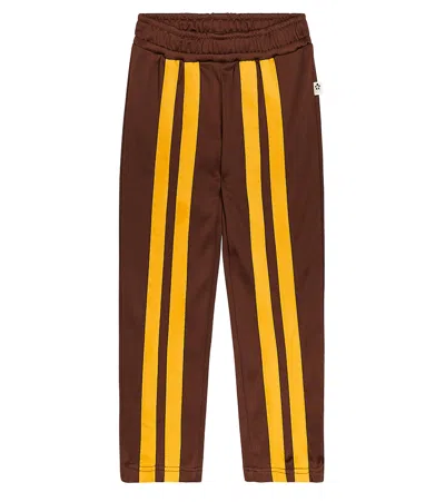 Mini Rodini Kids' Striped Sweatpants In Brown