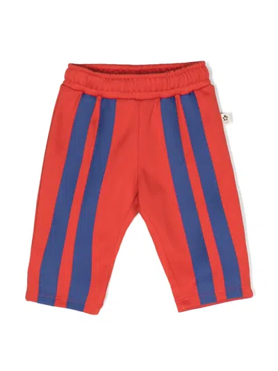 Mini Rodini Babies' Striped Tracksuit Bottoms In Red