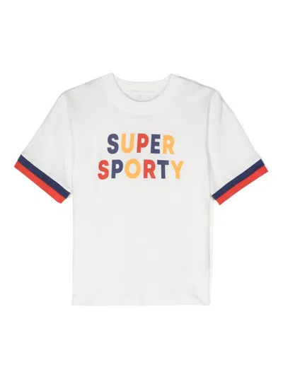 Mini Rodini Kids' Super Sporty Organic Cotton T-shirt In White
