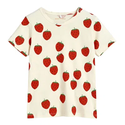 Mini Rodini T-shirt Baby Girl In Cotone Organico Stampato In White