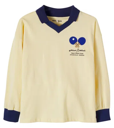 Mini Rodini Table Tennis Cotton Jersey Polo Sweatshirt In Yellow
