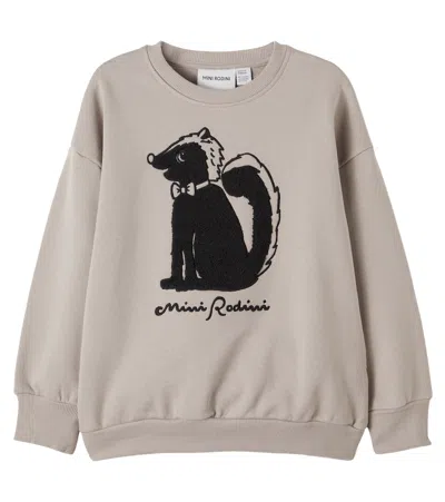 Mini Rodini Teddy-trimmed Cotton Sweatshirt In Grey