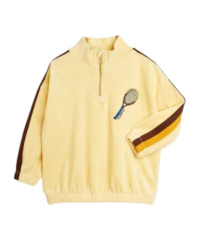 Mini Rodini Tennis-embroidered Organic Cotton Sweatshirt In Yellow