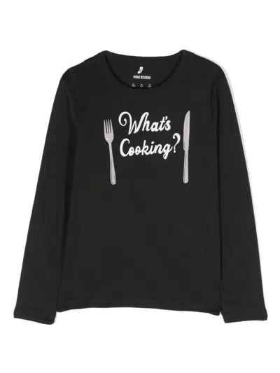 Mini Rodini Kids' Text-print Organic Cotton Sweatshirt In Black