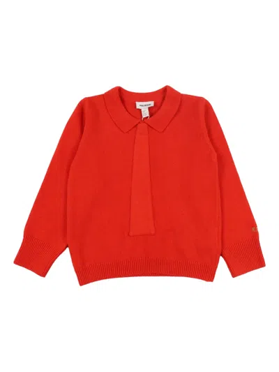 Mini Rodini Babies' Tie-neck Sweater In Brown