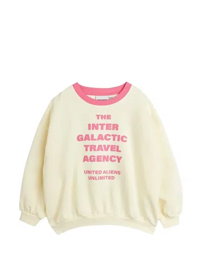 Mini Rodini Kids' Travel Agency Contrast-rib Sweatshirt In Yellow