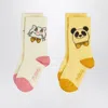 Mini Rodini Two Pairs Of Socks With Panda And Cat Motif In Multi