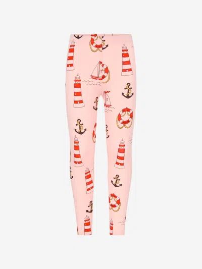 Mini Rodini Kids' Squirrels Jersey Leggings In Pink