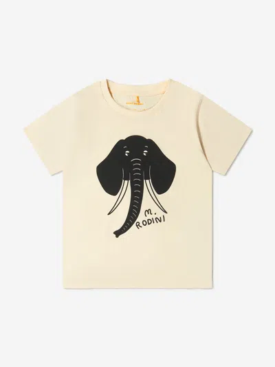 Mini Rodini Kids' Unisex Organic Cotton Elephant T-shirt 1 - 3 Mths White