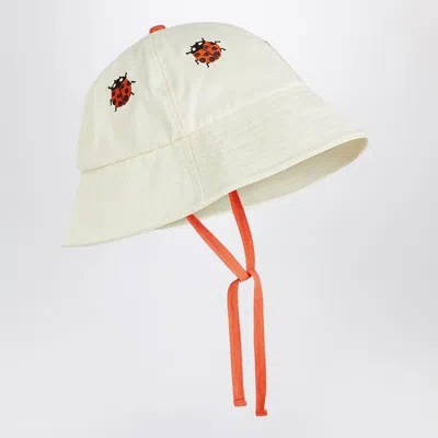 Mini Rodini Unisex White Hat With Ladybug Print In Gray