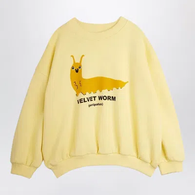 Mini Rodini Velvet Worm Organic Cotton Sweatshirt Set For Boys In Yellow