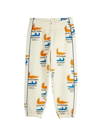 Mini Rodini Kids' Velvet Worms Track Pants In Neutrals