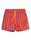 Mini Rodini Vertical Stripe-print Swimshorts In Red