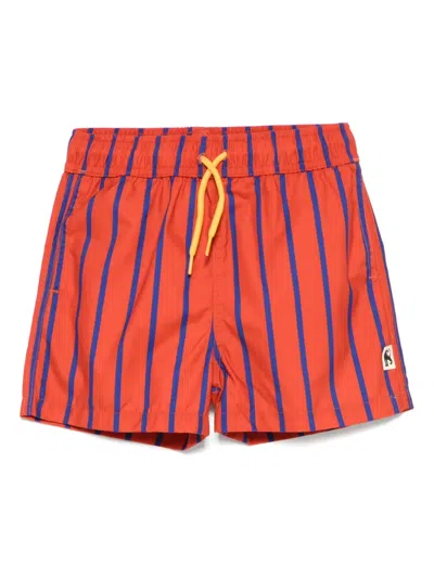 Mini Rodini Kids' Vertical Stripe-print Swimshorts In Red