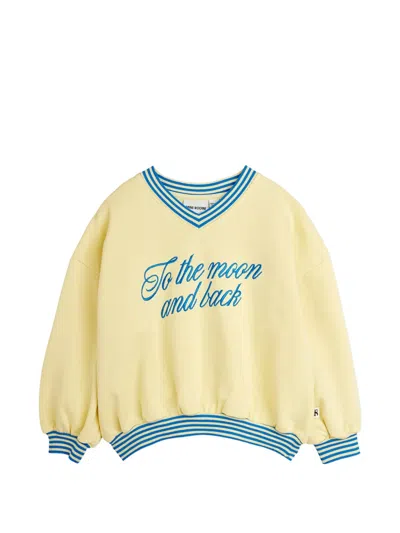 Mini Rodini Babies' V-neck Embroidered Sweatshirt In Yellow