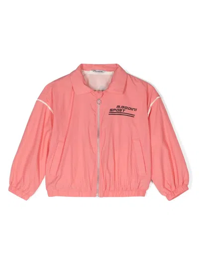 Mini Rodini Kids' Weight Lifting Zip-up Jacket In Pink