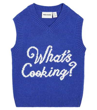 Mini Rodini Kids' What's Cooking Wool-blend Sweater Vest In Blue