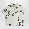 Mini Rodini White Shirt With Musical Notes In White