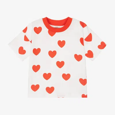Mini Rodini White & Red Heart Print Cotton T-shirt