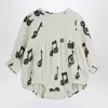 Mini Rodini White Bodysuit With Musical Notes In White