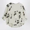 Mini Rodini White Bodysuit With Musical Notes In Neutral