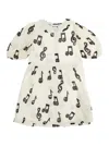 Mini Rodini White Dress With All-over Printed Musical Notes In Cotton Girl In White