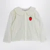 Mini Rodini White Schiffli Blouse With Embroidered Strawberry In White
