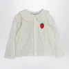 Mini Rodini White Schiffli Blouse With Embroidered Strawberry In White