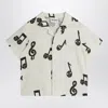 Mini Rodini White Shirt With Musical Notes In White