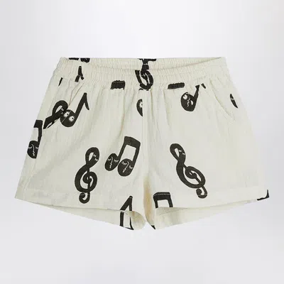 MINI RODINI WHITE SHORTS WITH MUSICAL NOTES