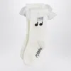 Mini Rodini White Socks With Musical Note In Neutral