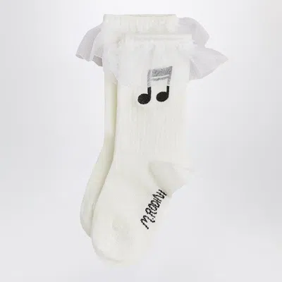 MINI RODINI WHITE SOCKS WITH MUSICAL NOTE