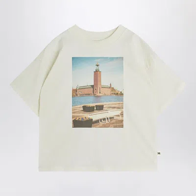 MINI RODINI WHITE T-SHIRT WITH MUNICIPAL PRINT