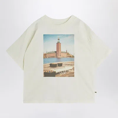 MINI RODINI WHITE T-SHIRT WITH MUNICIPAL PRINT