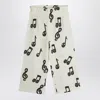 Mini Rodini Wide White Trousers With Musical Notes In White