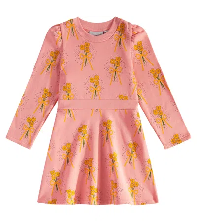 Mini Rodini Kids' Winter Flowers Cotton Dress In Pink