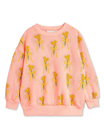 Mini Rodini Kids' Winter Flowers Sweatshirt In Pink