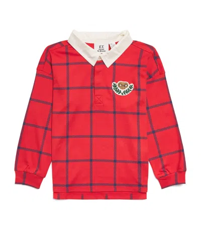 Mini Rodini Kids' X E.t. Cotton Patch Rugby Shirt In Red