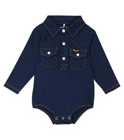 Mini Rodini X Wrangler Baby Peace Dove Bodysuit In Blue