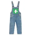 Mini Rodini X Wrangler Peace Dove Denim Overalls In Blue