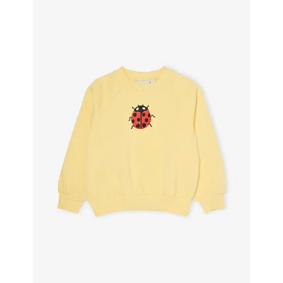 Mini Rodini Kids' Ladybug-embroidered Cotton Sweatshirt 9 Months - 9 Years Yellow
