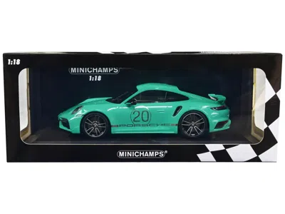 Minichamps 2021 Porsche 911 Turbo S With Sportdesign Package #20 Green With Silver Stripes Limited Edition To 5