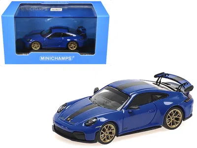 Minichamps 2025 Porsche 911 (992.2) Gt3 Weissach Package Blue With Carbon Stripe Limited Edition To 240 Pieces 