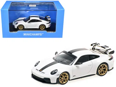 Minichamps 2025 Porsche 911 (992.2) Gt3 Weissach Package White With Carbon Stripe Limited Edition To 240 Pieces