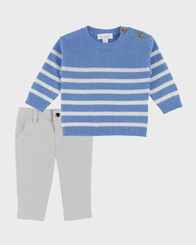 Miniclasix Kids' Boy's Sweater And Pants Set In Blue